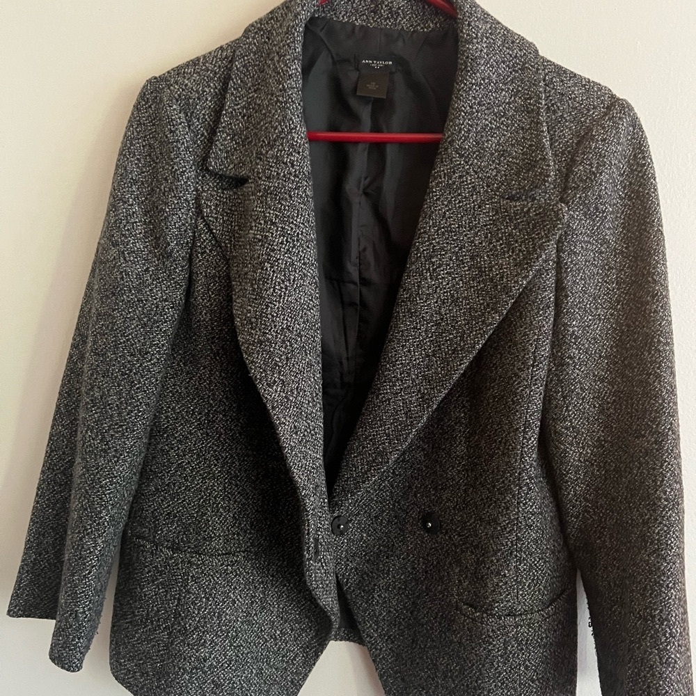 Ann Taylor Gray Tweed Blazer